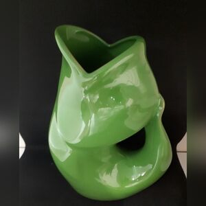 Gurgle Pot Pitcher/Vase  Green Fish Shape